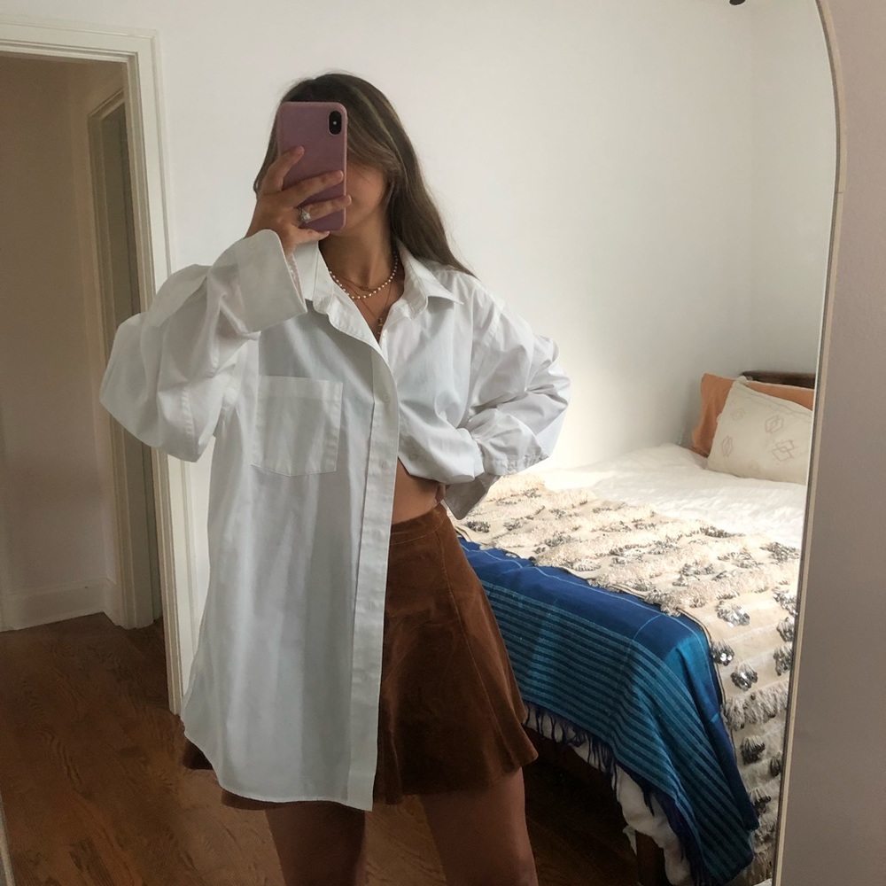 Vintage oversized menswear white button down shirt